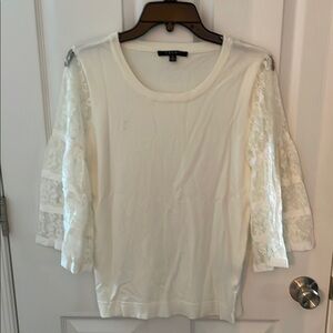 Lolita style white top with lace 3/4 bell sleeve